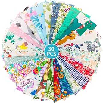Fabric, 30 pcs/lot Top Cotton 8" x 8" 20cm x 20cm Squares Patchwork, Precut Multi-Color and Different Pattern for Sewing Quilting Crafting, Home Party Craft Fabric DIY Sewing Mask