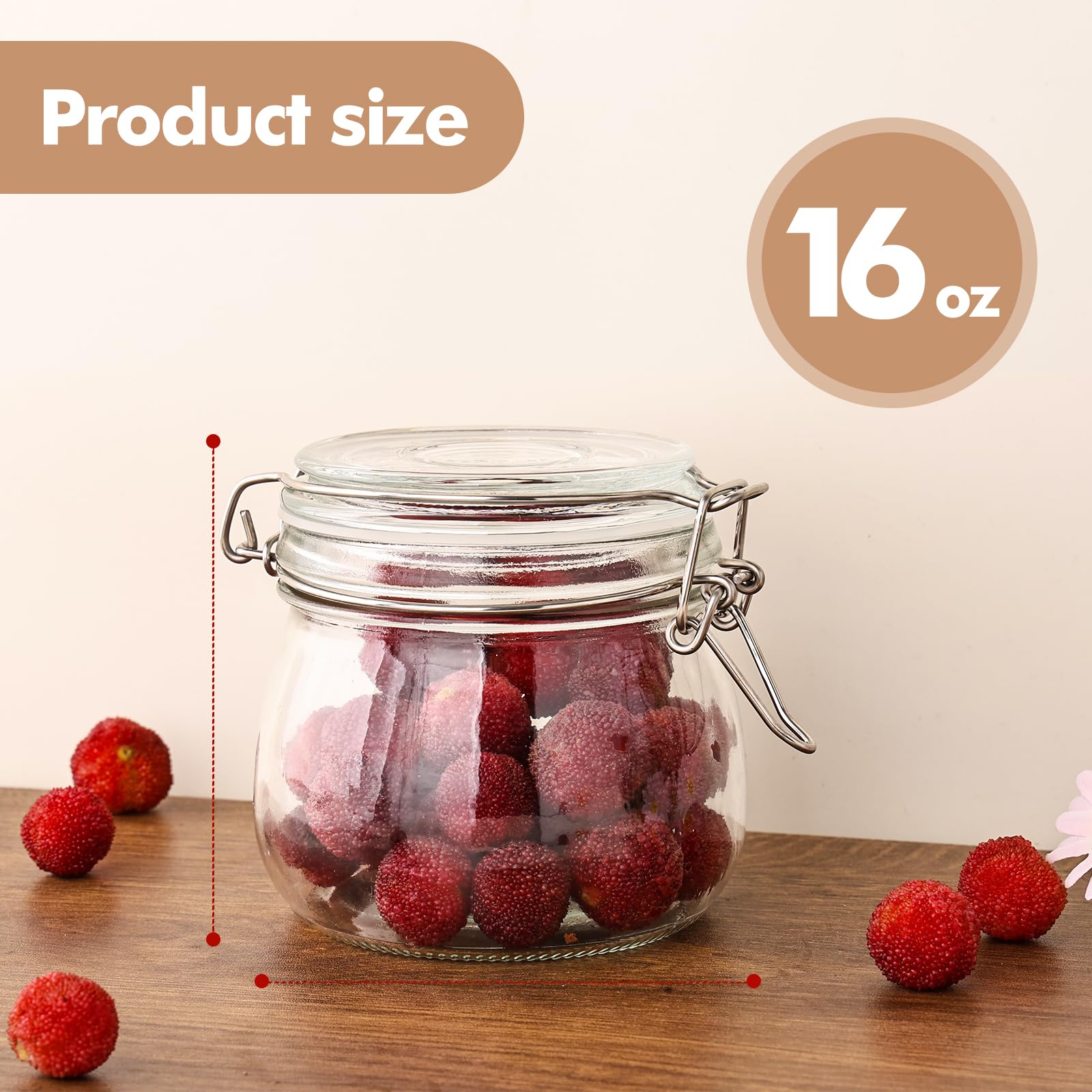 Amazon.com: Liuruiyu 16oz - 6 Pack Round Glass Jars with Airtight