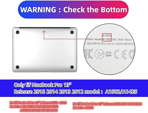Miniatura 3 de Funda compatible con MacBook Pro de 13 pulgadas 2015, 2014, 2013, finales de 2012, versión A1502A1425 con retina, carcasa rígida de plástico +