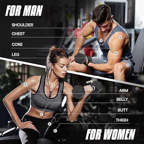 Miniatura 4 de MADOG - Juego de mancuernas hexagonales de hierro fundido con revestimiento de goma, pesas de mano con agarre antideslizante, 5-25 libras