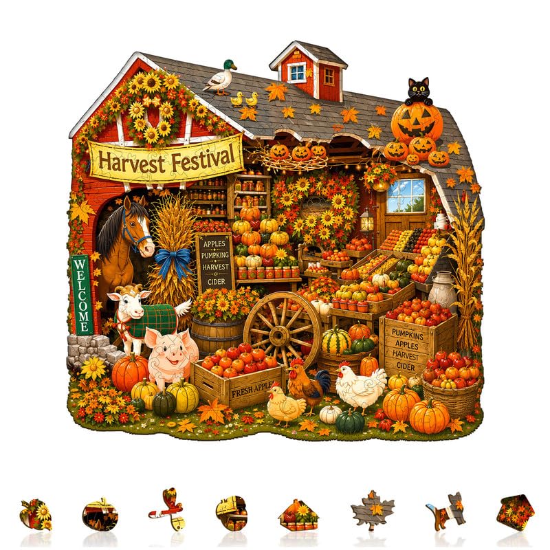 Jigfoxy Puzzle in legno per adulti, puzzle in legno per festival del | Puzzle unico in legno a forma di animale, regalo di compleanno per donne, uomini, amanti del puzzle (L-13,4 × 32,5 cm-295