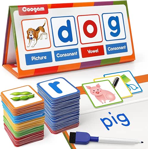 Coogam CVC Word Builder, Magnetic Sight Word Games with Flashcards,