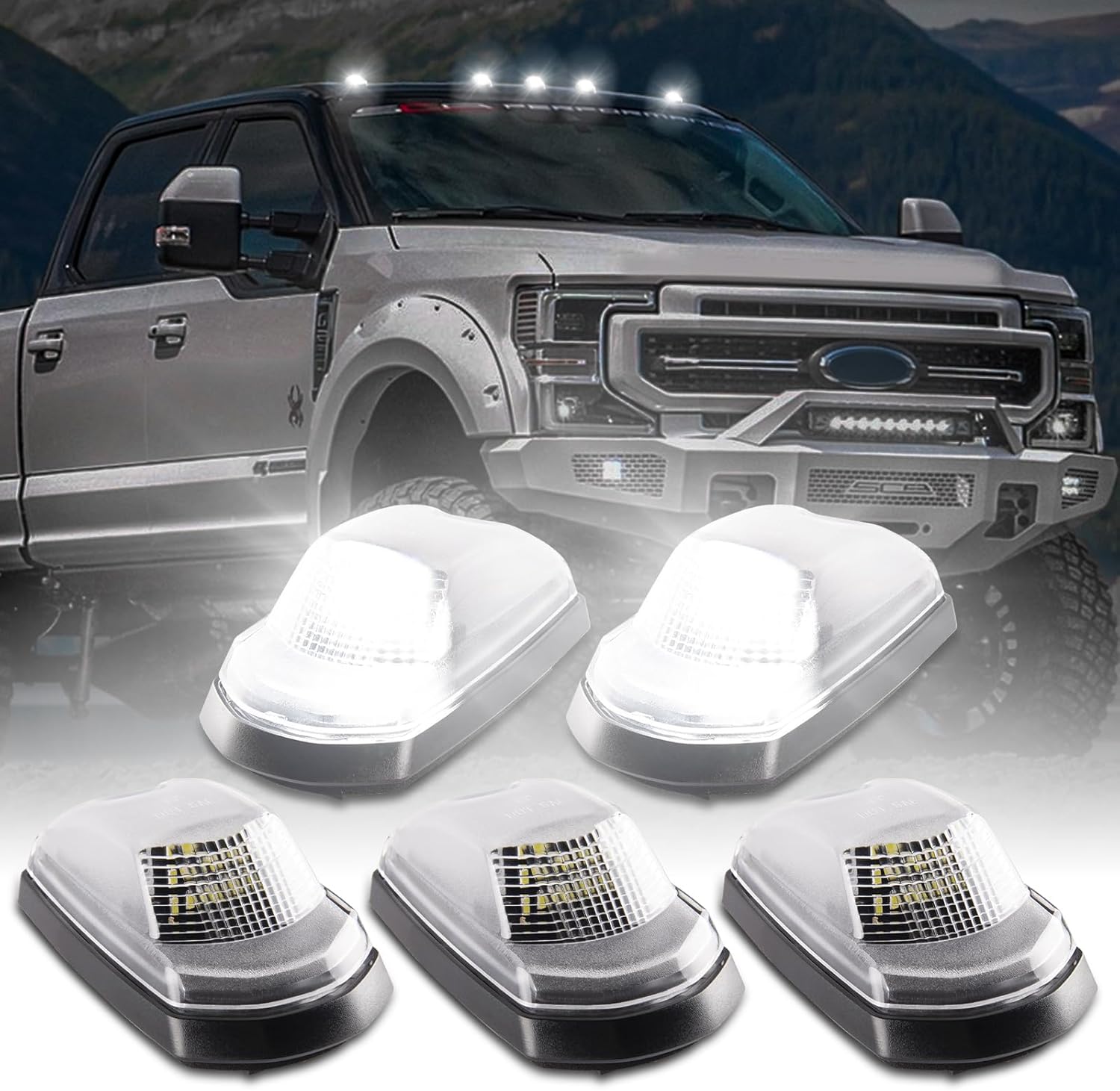 POPMOTORZ 5pcs Cab Roof Light 18 LED White Roof Top