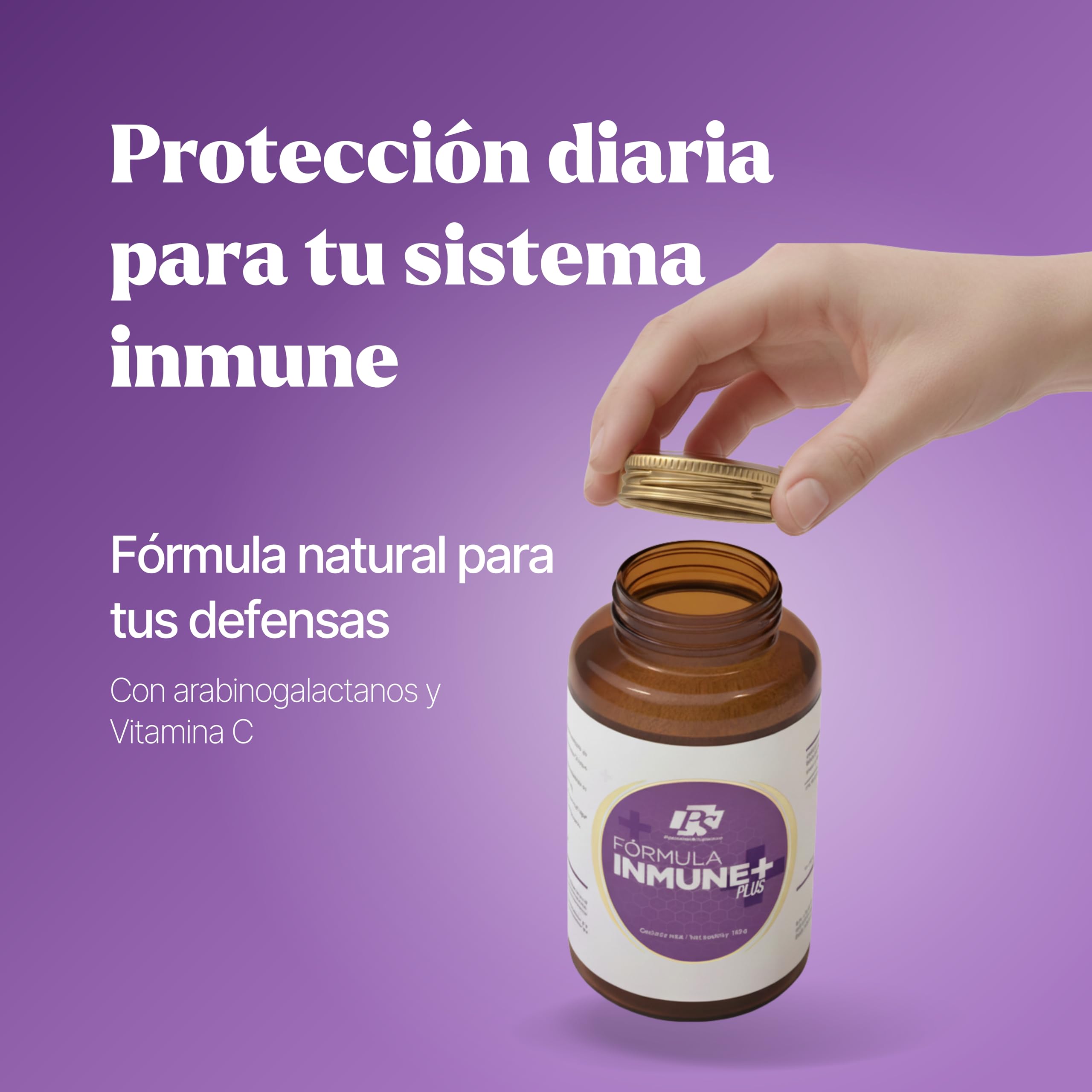 PS Inmune Plus - Vitamina C y Arabinogalactanos con Acción Antioxidante y Antiinflamatoria, Refuerza el Sistema Inmune y las Defensas, Ayuda con el Cansancio y Fatiga |100 g (Polvo)