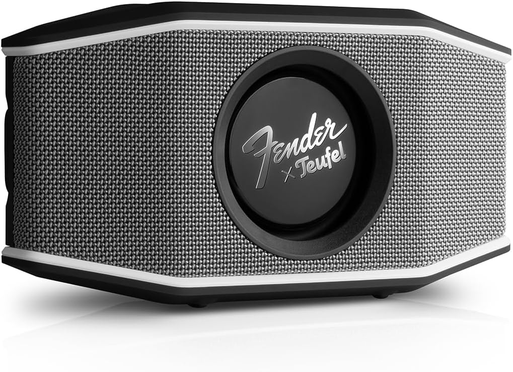 Fender x ROCKSTER GO 2 Portable Bluetooth Speaker | Powerful Sound, Rugged, Waterproof, 28 Hour Battery, Carrying Strap for Outdoors and Travel