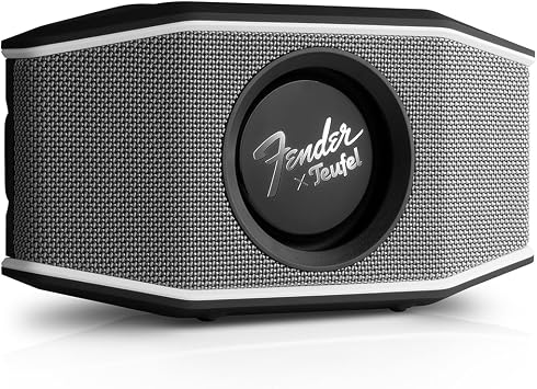 Fender x Teufel ROCKSTER GO 2 Portable Bluetooth Speaker Powerful Sound, Rugged, Waterproof, 28 Hour Battery, Carrying Strap for Outdoors and Travel