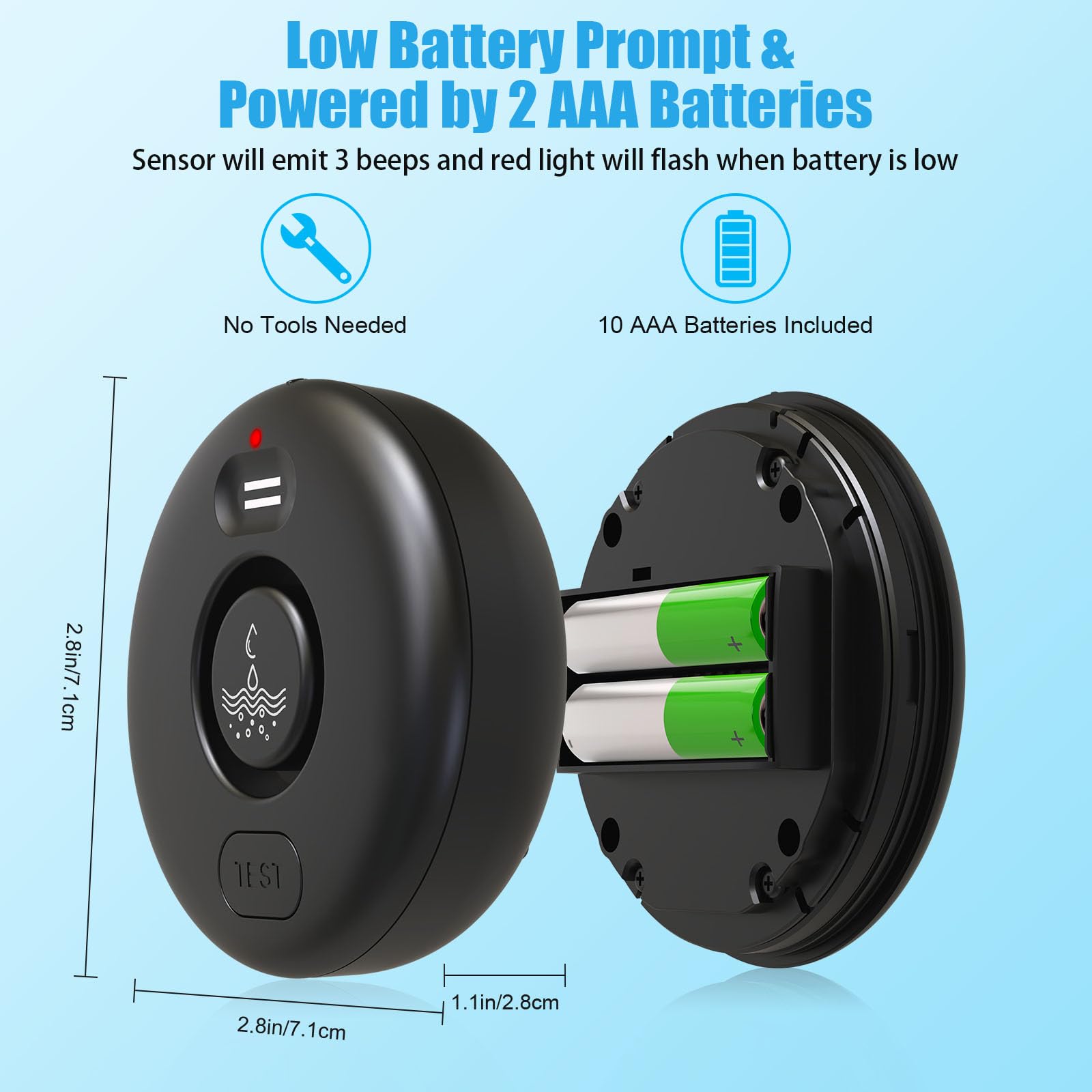 Paquete de 5 detectores de alarma de fugas de agua, sensor de agua de alerta fuerte de 120 dB, IP66 impermeable, alerta sensible de fugas y goteo, fácil instalación para el hogar, prevención de