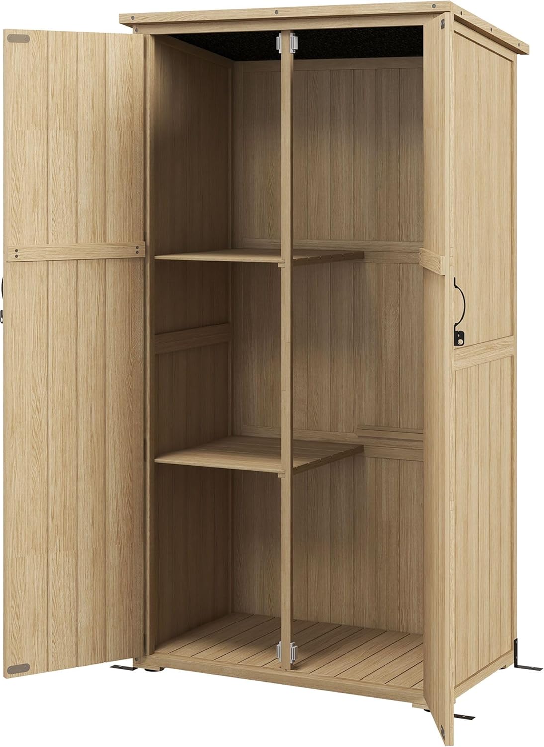 Vertical Wooden Garden Storage Shed with Two Shelves