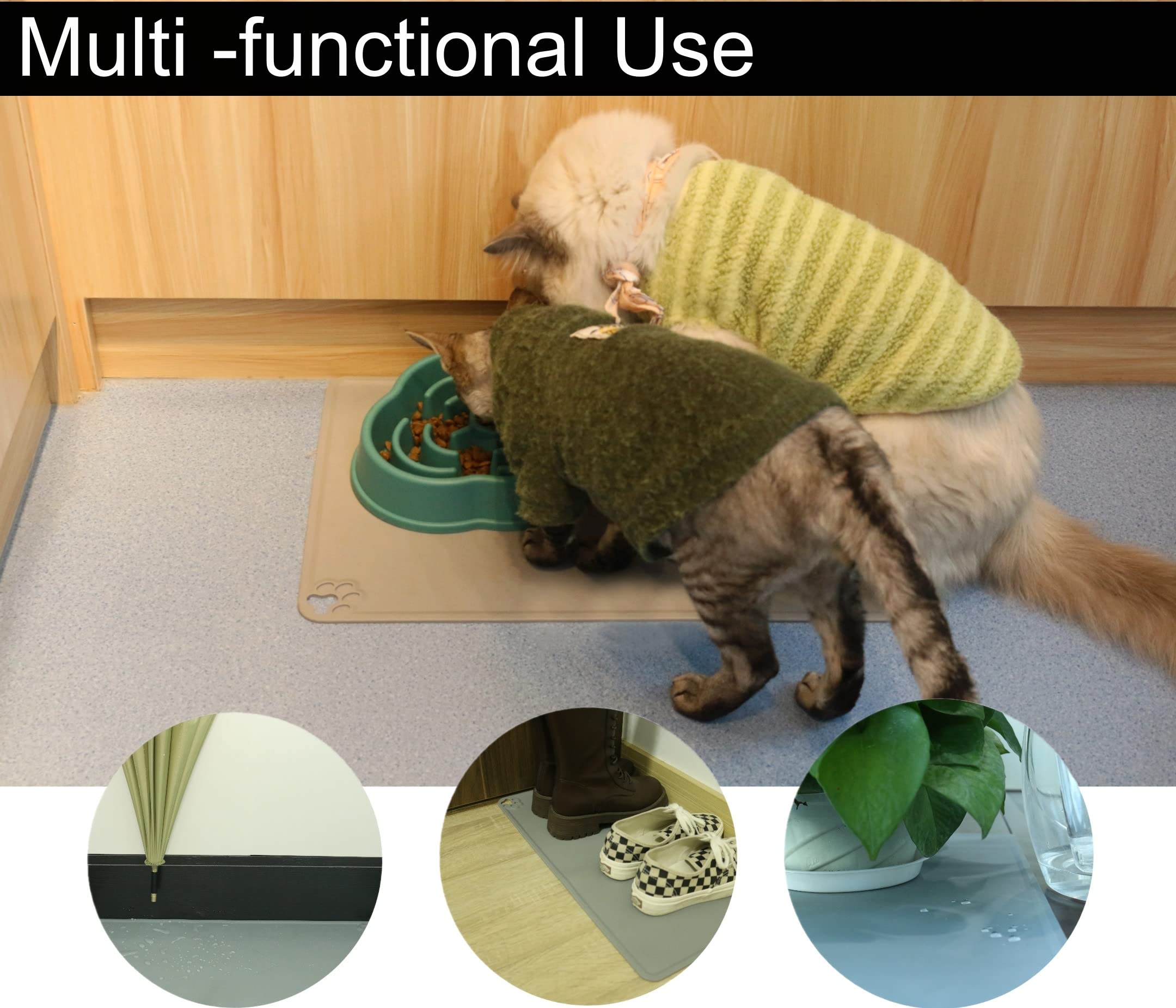 Jiafet Dog & Cat Silicone Pet Feeding Mat, Grey, 19.5 x 11.8 inches 3