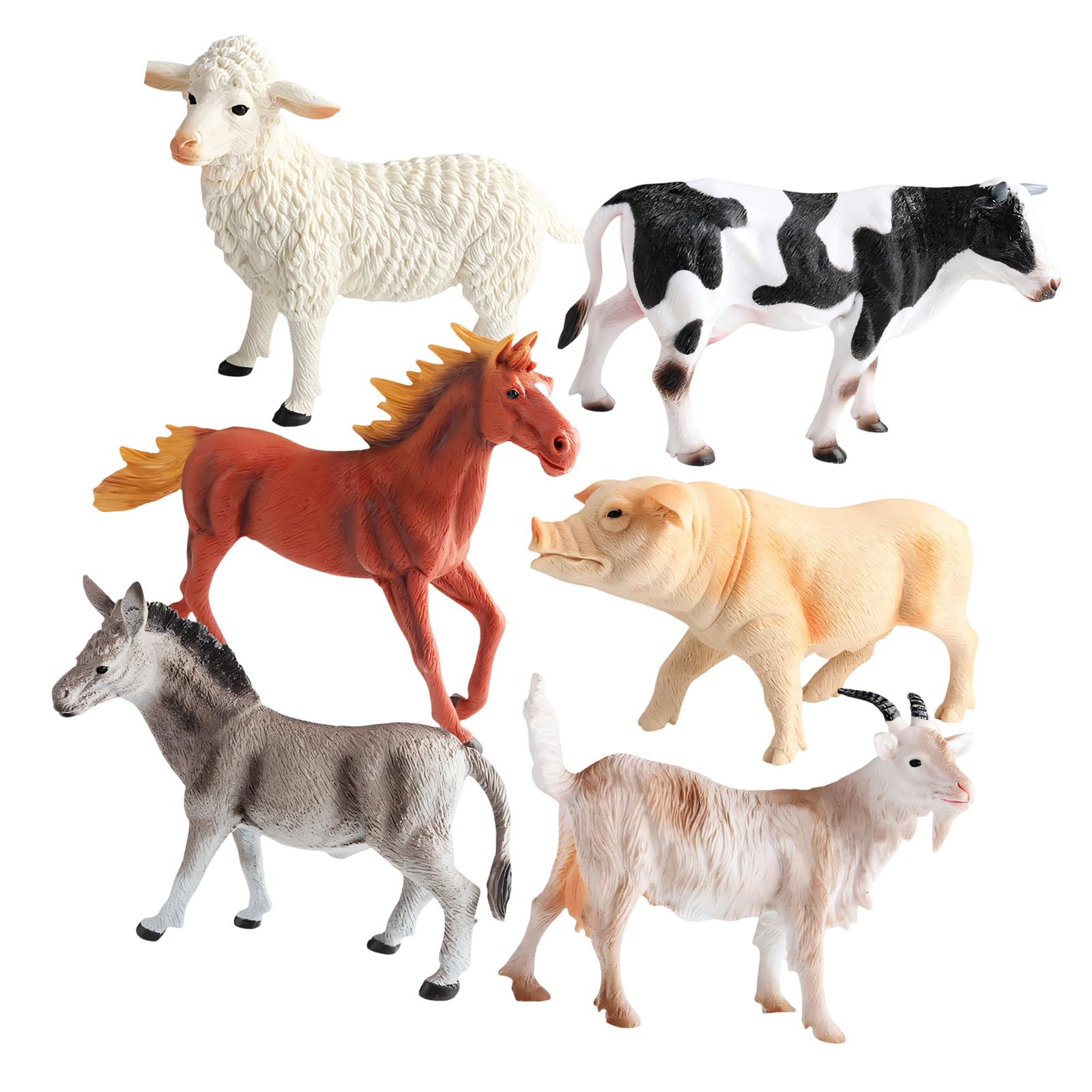 6 realistici Figure Animali da Fattoria Set Figurine plastica da Fattoria playset per Bambini Giochi educativi e Decorazioni per la casa Figurine Animali realistici