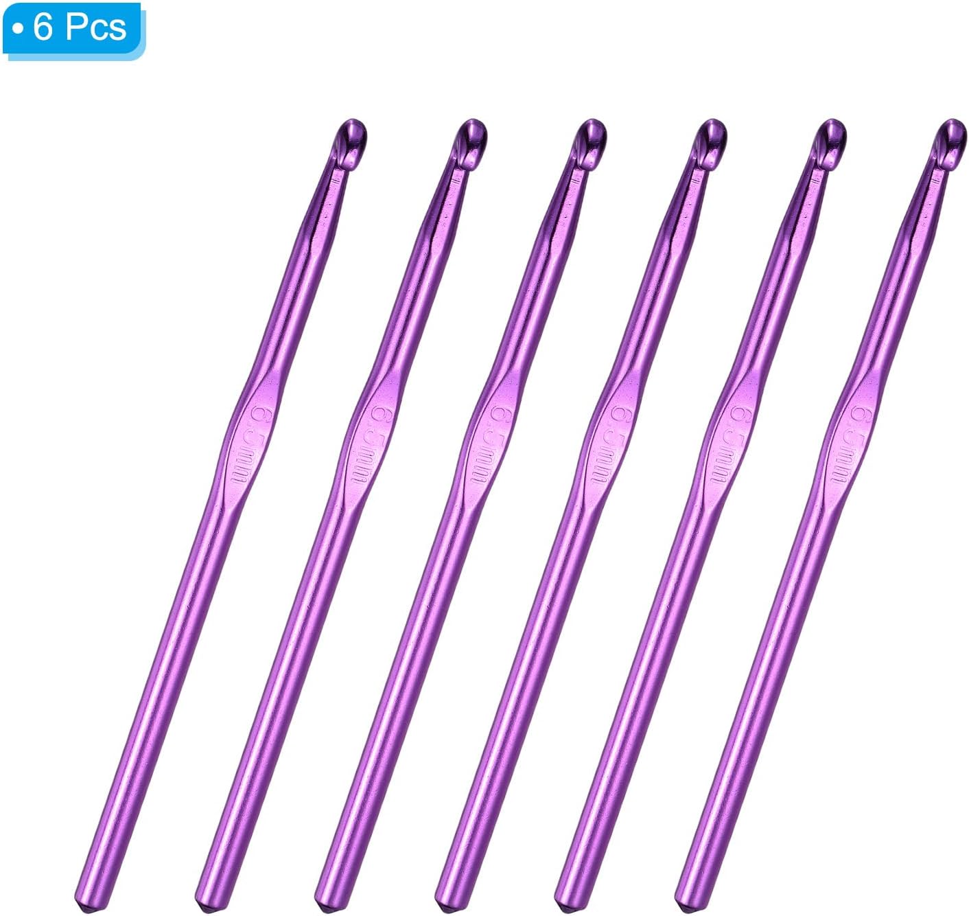 PATIKIL 6.5mm Crochet Hook Knitting, 6Pcs Aluminum Crochet Knitting Needles Crochet Hooks with Size for DIY Yarn Craft Kit Blankets Gifts for Crochet Lovers, Dark Purple