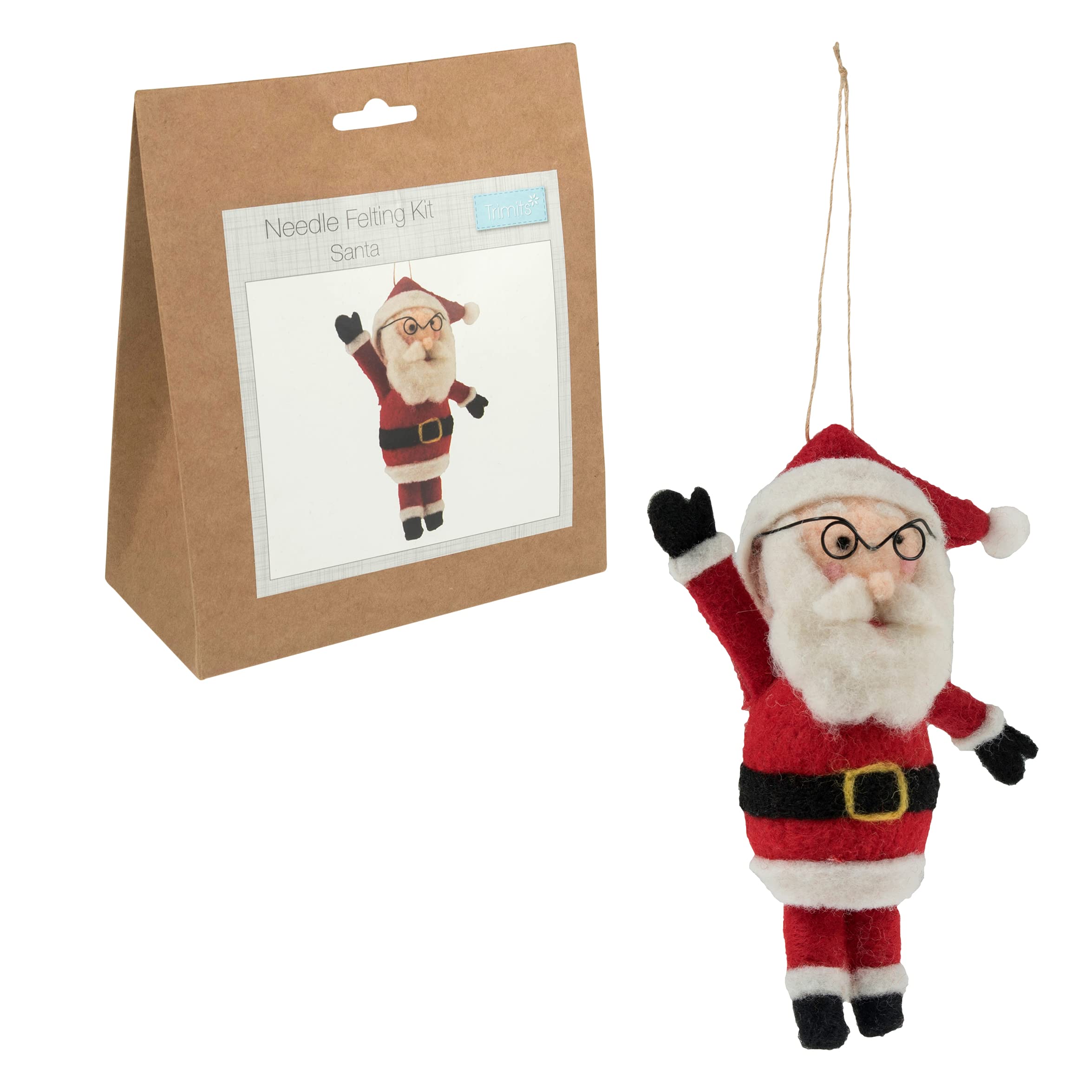 Trimits Needle Felting Craft Kit, Christmas, Includes Roving Wool Needle Stuffing Instructions, Santa — image 1