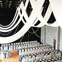 Vista 14 de 6 paneles de cortinas blancas para boda, cortinas de gasa transparente de 5 x 30 pies para arco, fiesta, ceremonia y decoración de escenario
