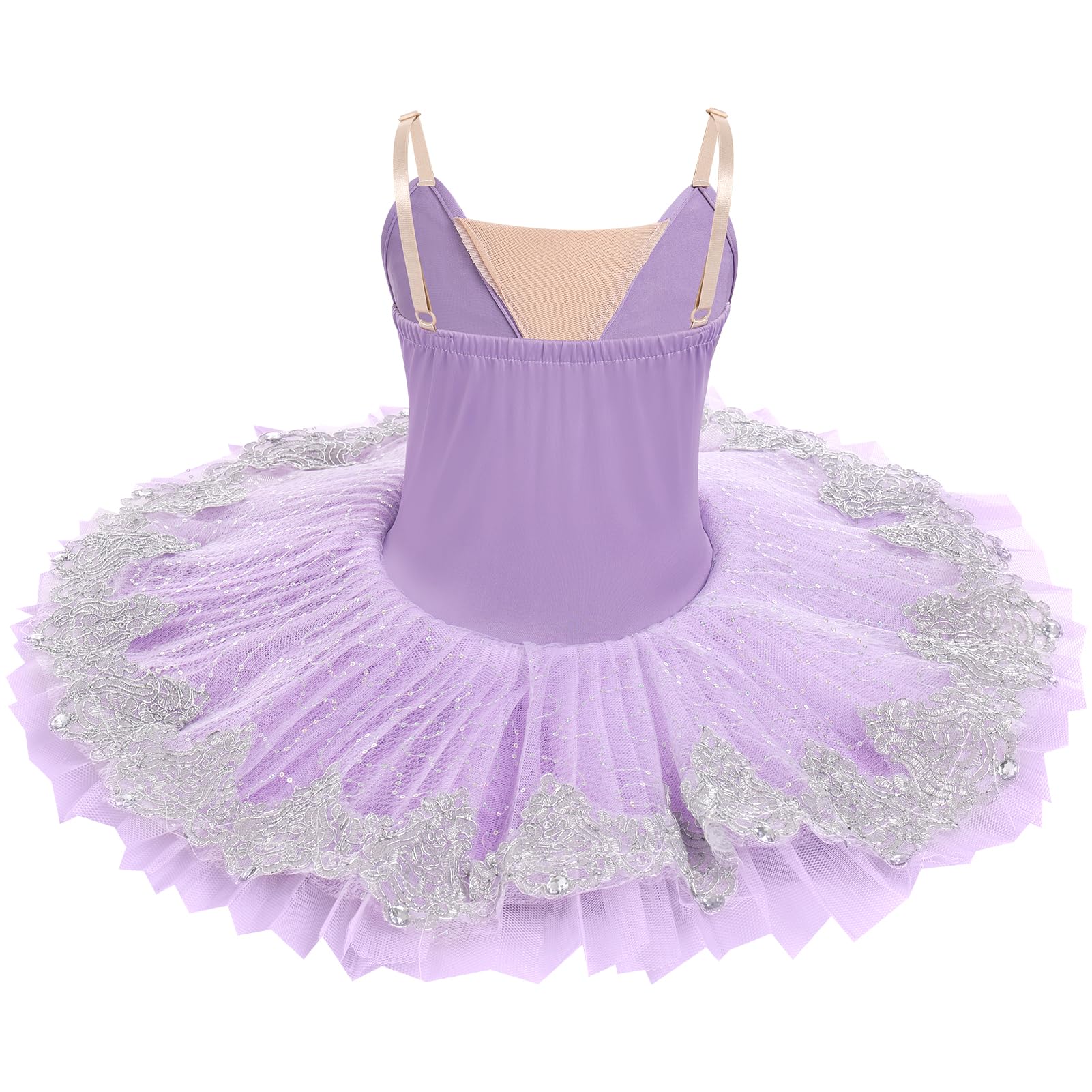 Vestito da ballerina con paillettes tutù per ragazze, costume da ballerina, abbigliamento da danza, gonna con ricamo floreale