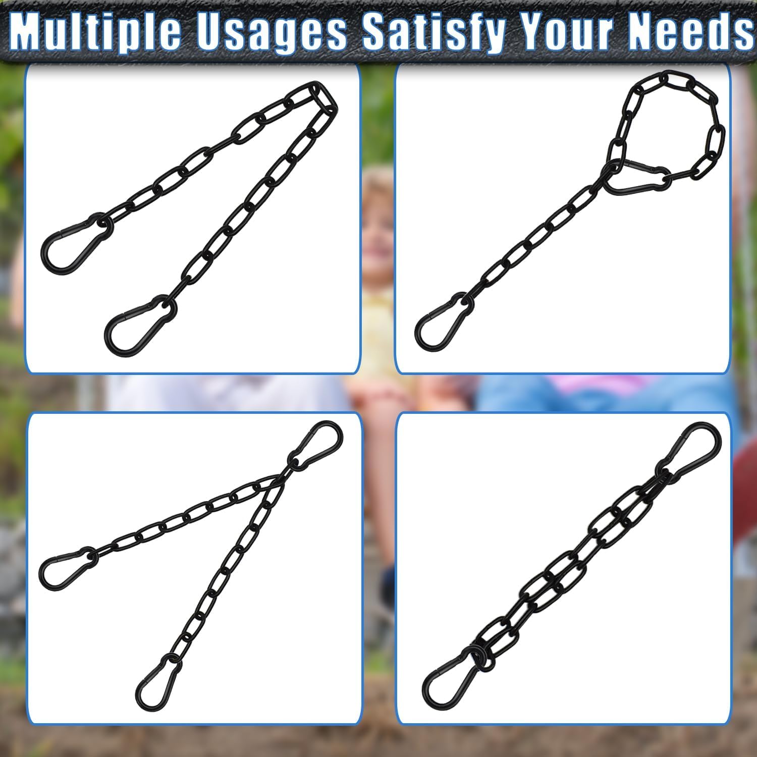 2 Pack Hanging Swing Chain with 4 Carabiners 25in, 660LB Capacity Heavy Duty Hammock Hardware Kit for Punching Bags, Swing Chairs, Indoor & Outdoor Gym (Black) 4 71FBd9ZfHWL. AC SL1500