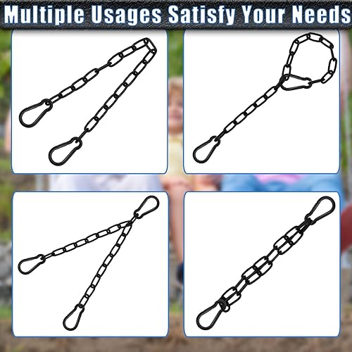 Miniatura 5 de Paquete de 2 cadenas colgantes con 4 mosquetones, kit de herramientas de hamaca resistente de capacidad de 660 libras para sacos de boxeo, sillas de