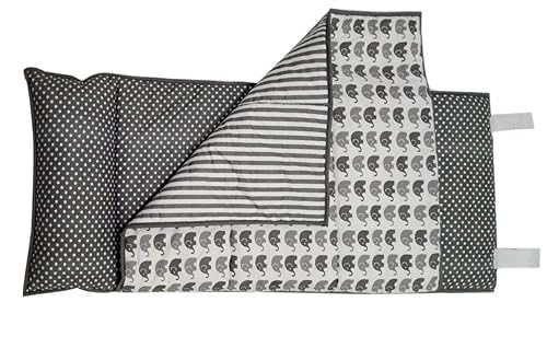 Bacati Alfombra para siesta 100% algodón de percal con almohada para niñas pequeñas, niños, medidas 50.0 x 19.7 x 1.5in, perfecto para guardería,