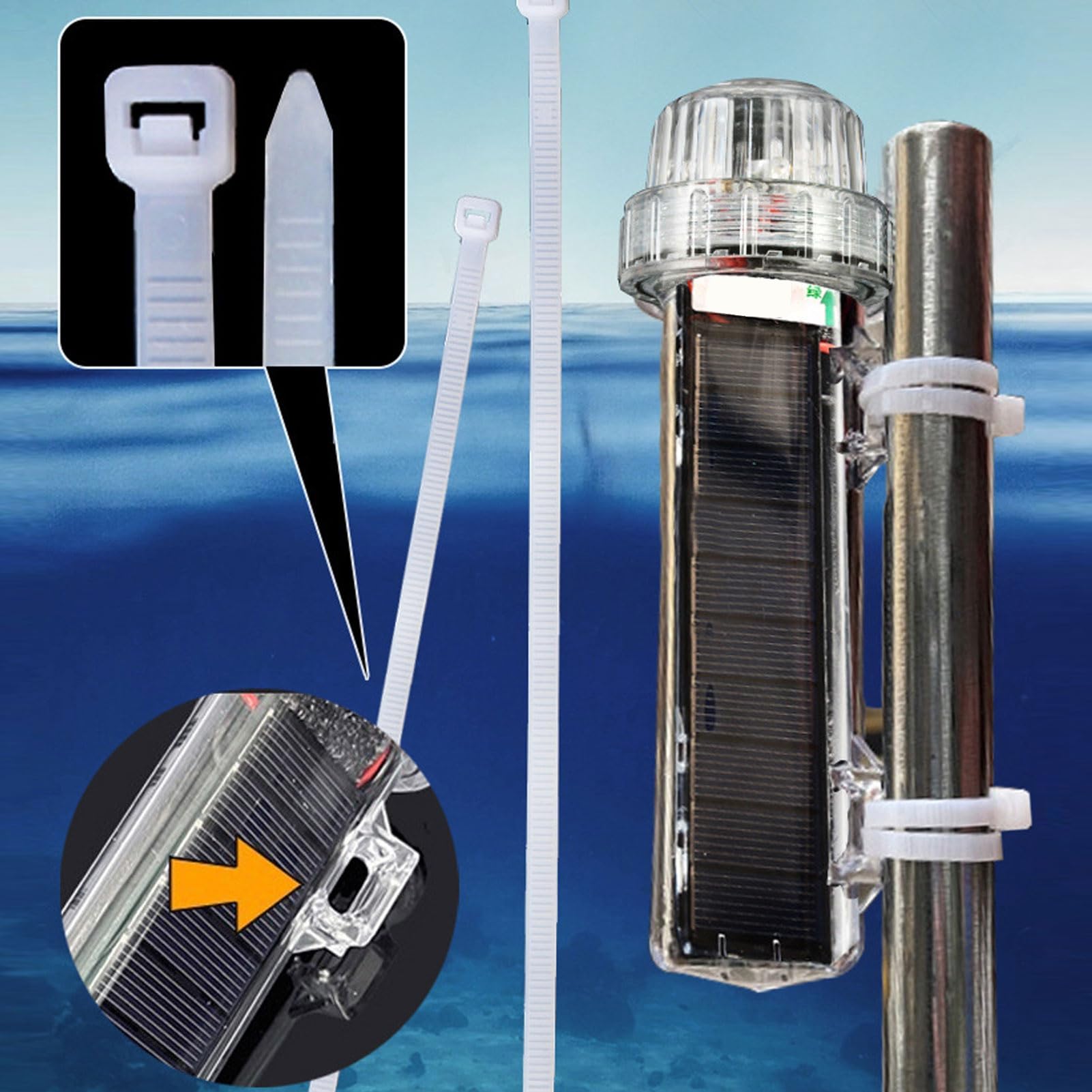 Luz de Advertencia Solar Estroboscópica 360° Impermeable para Construcción Tráfico y Muelle con Carga Solar y Batería de 1800 mAh