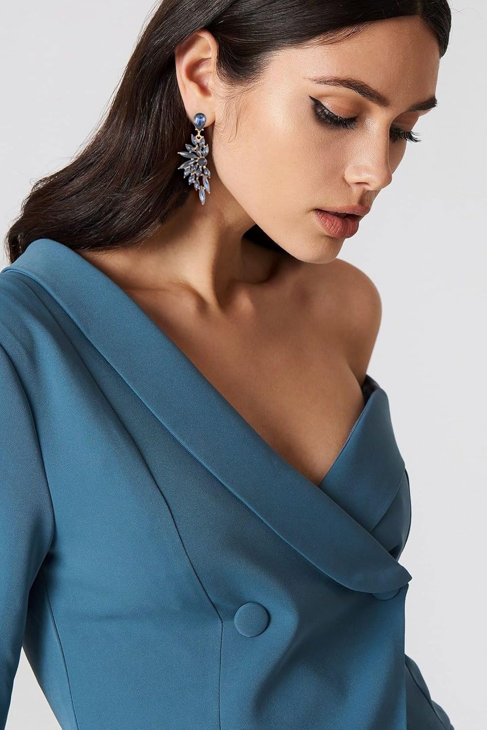 Rhinestone Statement Earrings Cluster Crystal Drop Dangle Earrings Teardrop Chandelier Earring Dangling Prom Wedding Bridal Earrings for Women - Image 2