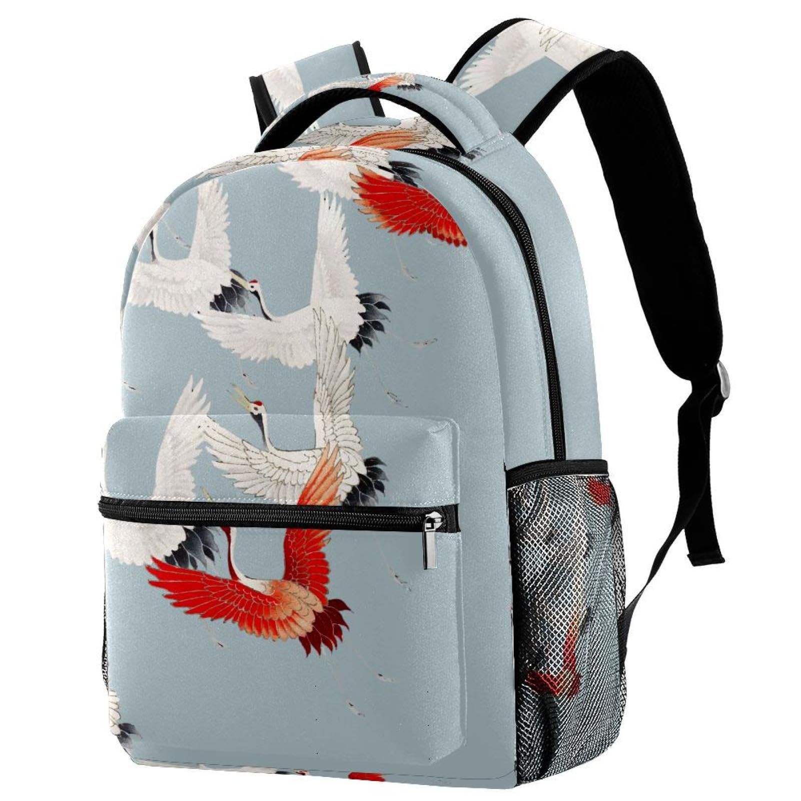 Zaino scolastico per uomini e donne, borsa da viaggio per computer portatile con gru volanti, zaino leggero per università, zaino casual per libri