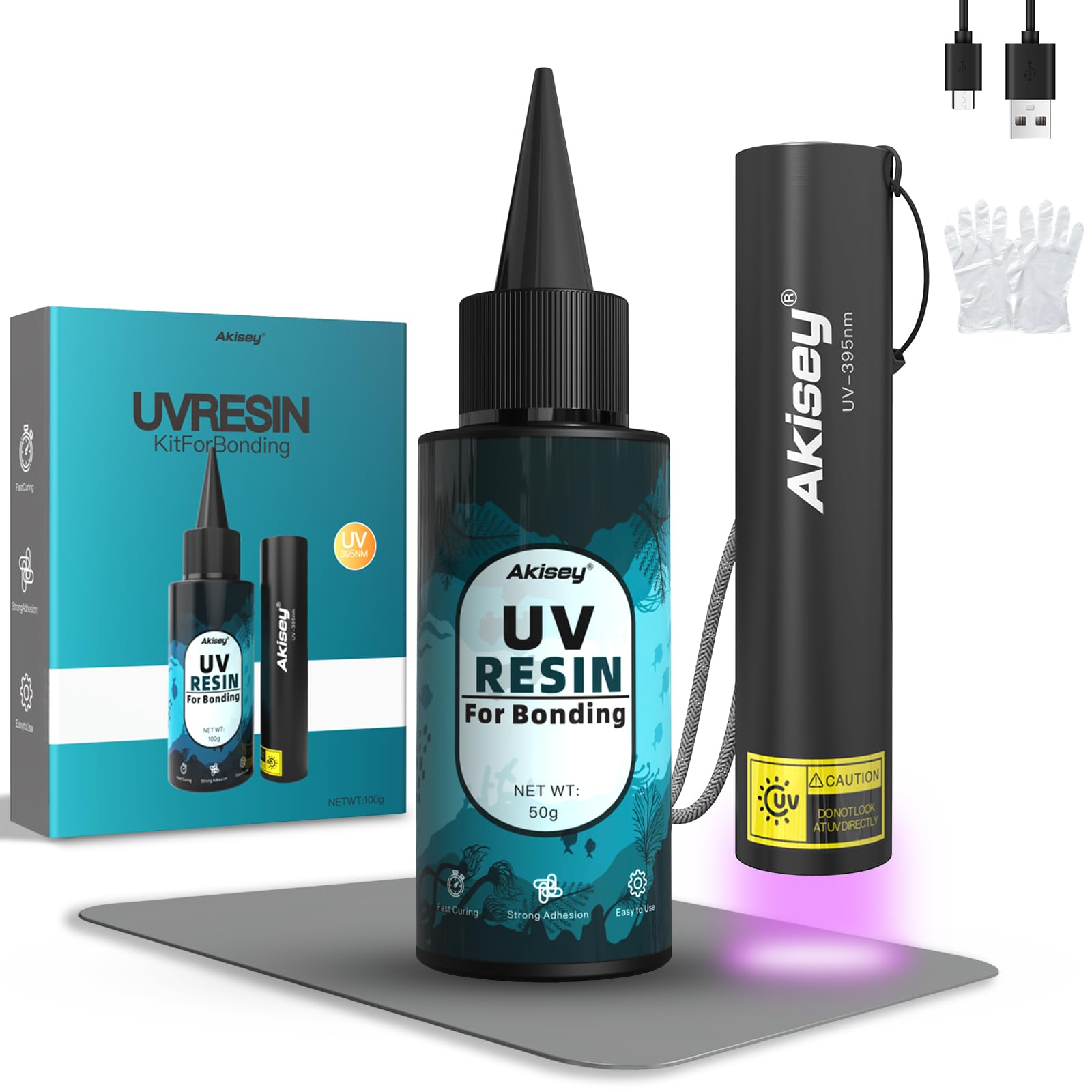 Amazon.com: Akisey UV Resin Kit with Light, 50g UV Resin with