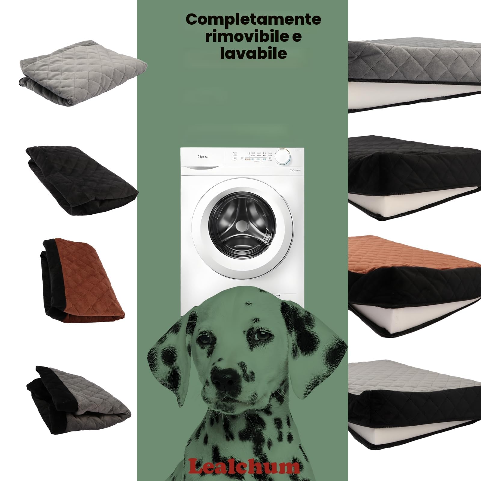 Seggiolino auto Lealchum per cani media/grande, 2 guinzagli sicurezza, 2 cani piccoli, rimovibile e lavabile