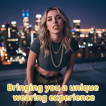 Grills for Teeth, Two-Piece Set with Golden and Silver Designs, Adjustable Fit for Various Occasions, Removable Dental Accessories with Comfortable Wear