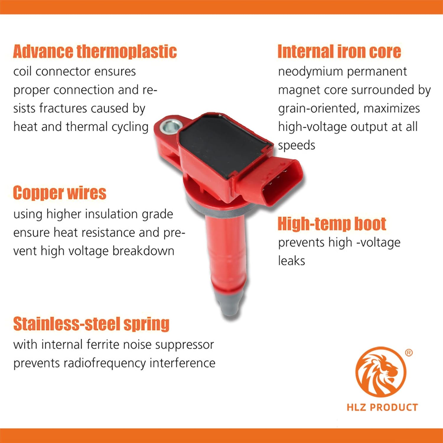 HIGH ENERGY RED PERFORMANCE IGNITION COIL UF-495 UF495 9091902248 9091902260 90919-02260 SET OF 6 COMPATIBLE WITH SCION XB TOYOTA Tundra 4Runner Tacoma FJ Cruiser 4.0L V6 1GR