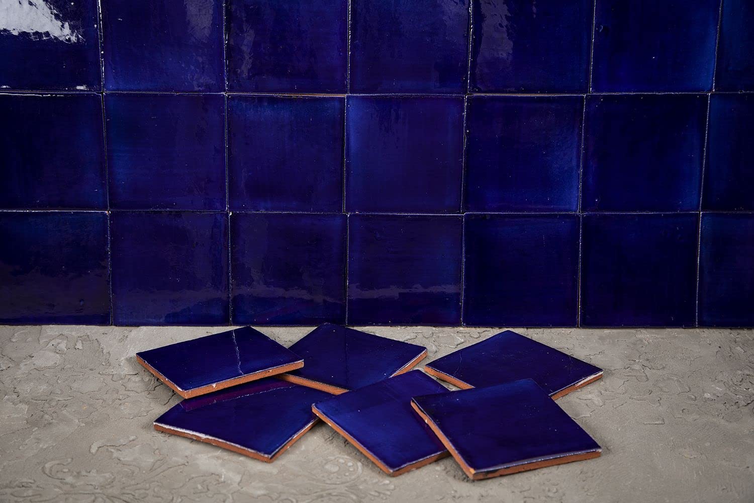 Cerames Azulejos azules mexicanos monocolor Azul Brillante - azulejos de mosaico, azulejos ceramica monocromáticos para cocina, baño, ducha | Un paquete de 90 baldosas azules ceramica 10,5x10,5 cm