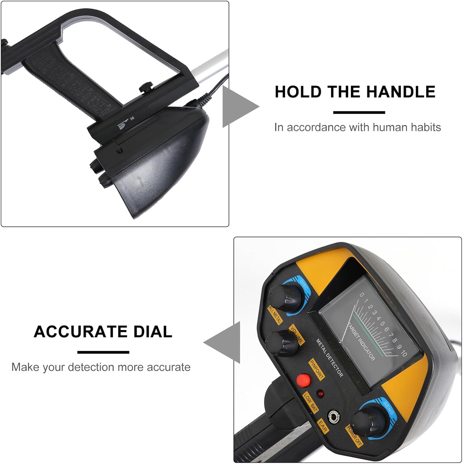ibasenice High Sensitivity Portable Metal Detector Without Battery for Travel and Outdoor Use, Multi-Mode Underground Detector with Adjustable Settings for Adventure and Professional