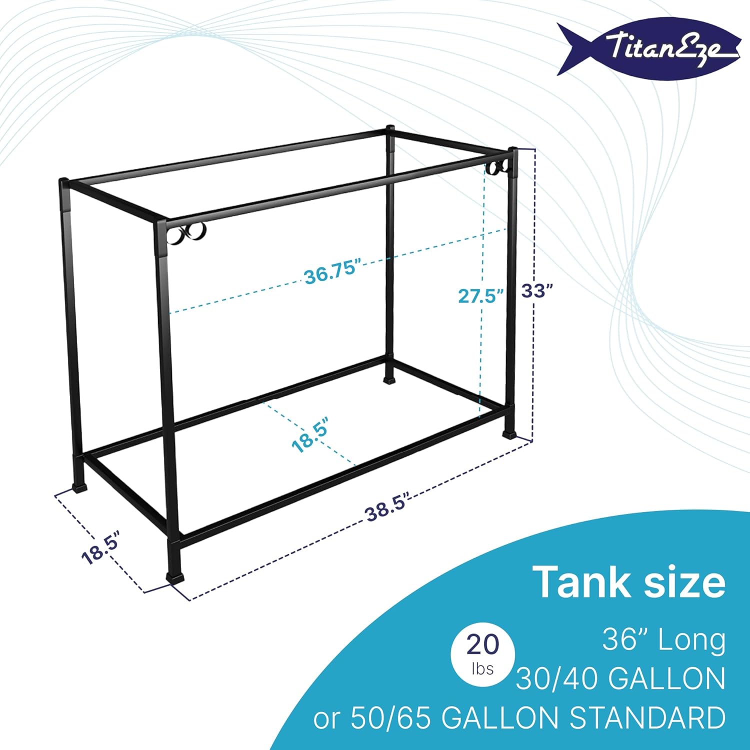 TITANEZE 65 Gallon Double Aquarium Stand (2 Stands in 1), Fish Tank Stand, Bird Cage Stand, 38.5" W x 33" H x 18.5" D