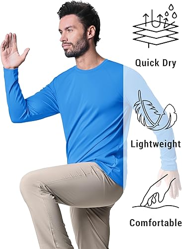 Miniatura 7 de KEFITEVD Camisas de manga larga con protección solar UV UPF 50+ para hombre, de secado rápido, para senderismo, pesca, natación