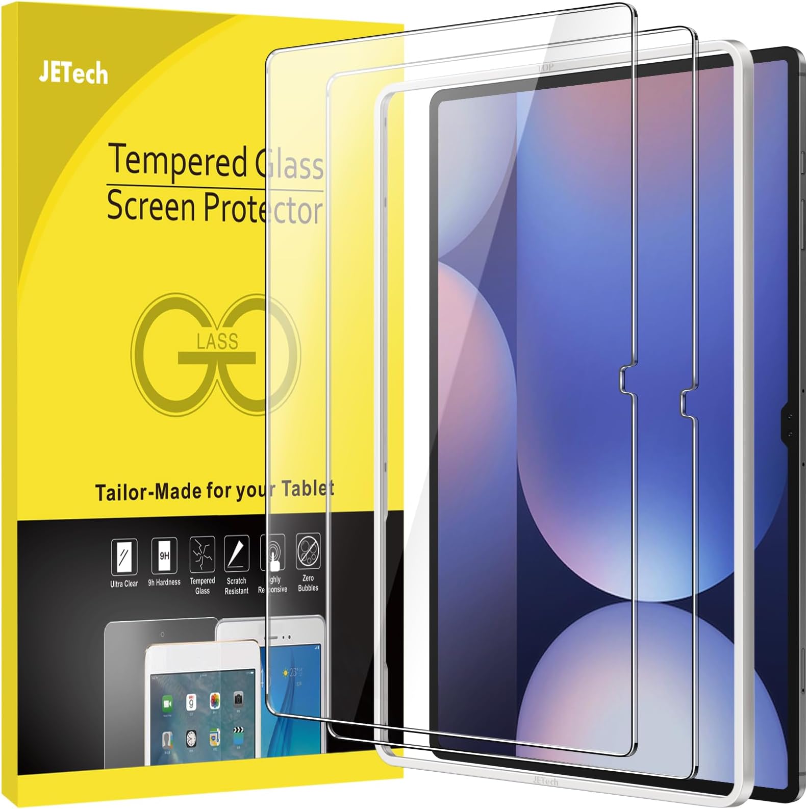 - Screen Protector for Samsung Galaxy Tab S10 Ultra/Tab S9 Ultra 14.6-Inch with Easy Installation Frame, Tempered Glass Film, HD Clear, 2-Pack