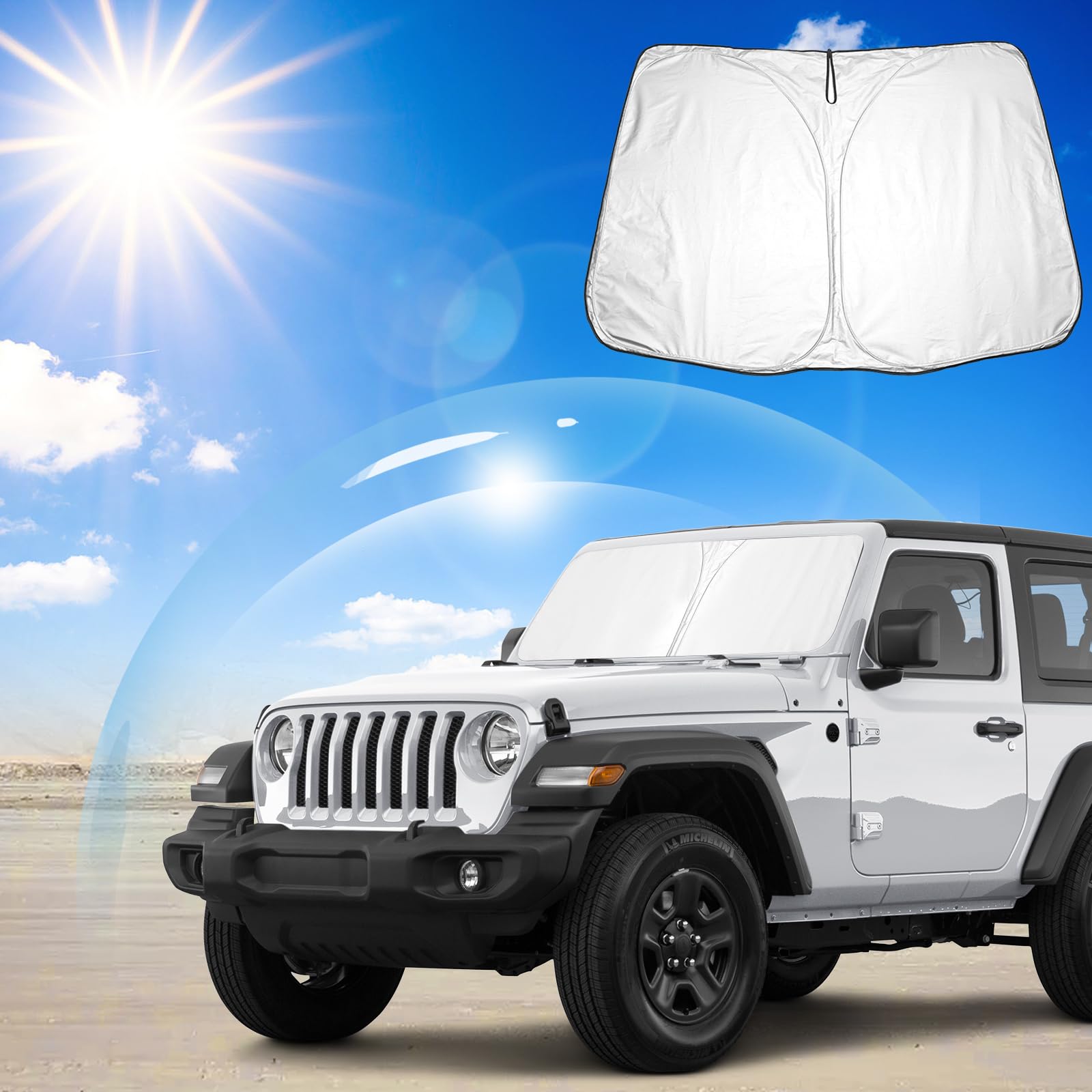 Compatible avec Jeep Renegade BU 2015-2024, pare-soleil de pare-brise