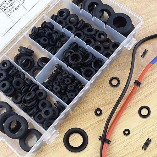 Miniatura 3 de Kit surtido de 180 ojales de goma surtidos, tamaños 78 pulgadas, 58 pulgadas, 716 pulgadas, ojales de alambre de goma para cableado de doble cara,