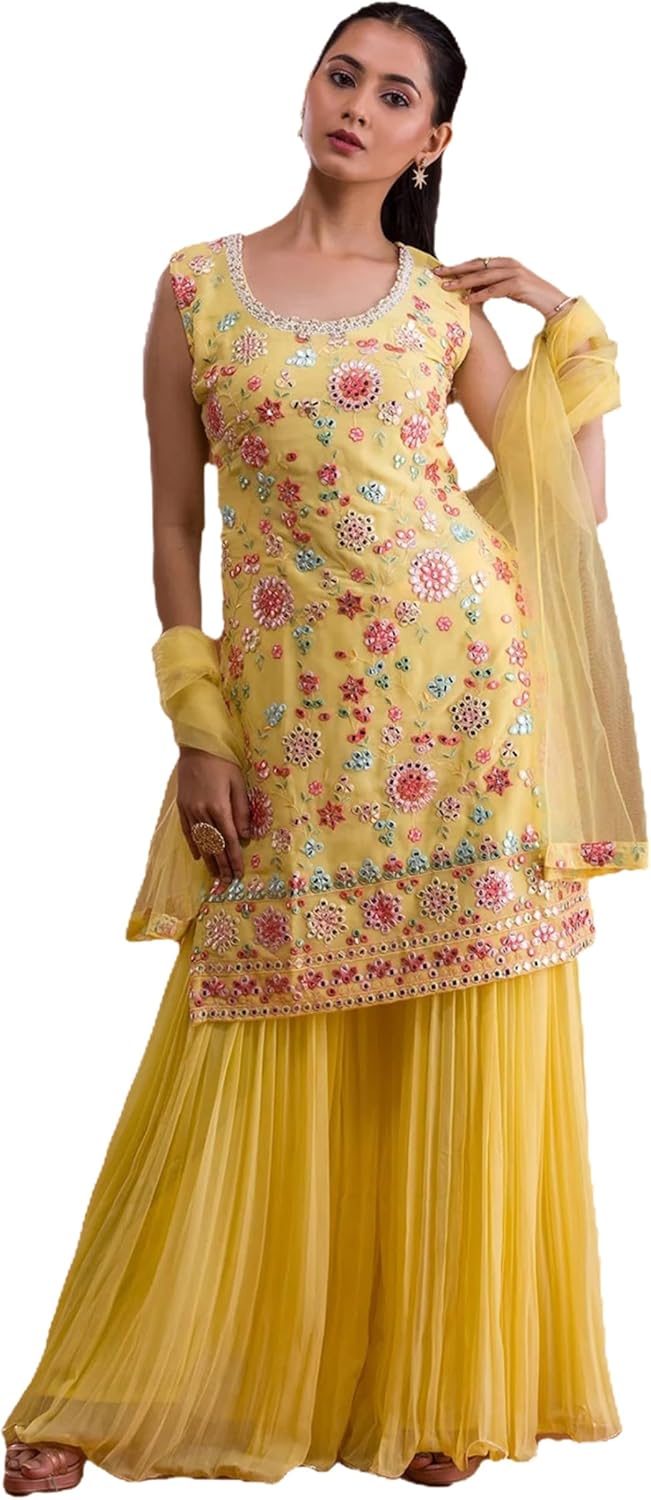 Indian Pakistani Ready to wear sharara suit with embroidery work eid wedding party for women (2937)