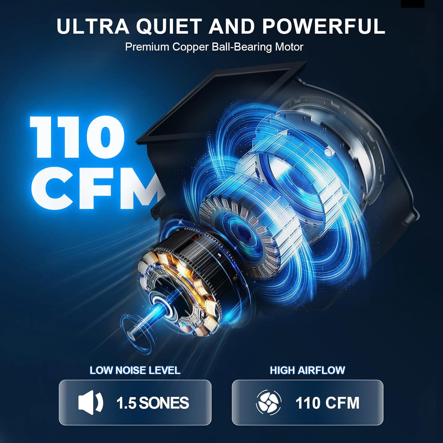 Akicon Bathroom Exhaust Fan with Light, 110 CFM 1.5 Sones Bathroom Fan with Light & Nightlight, Ceiling Mount Vent Fans with Dimmable Shower Lights for Home, Black, Round