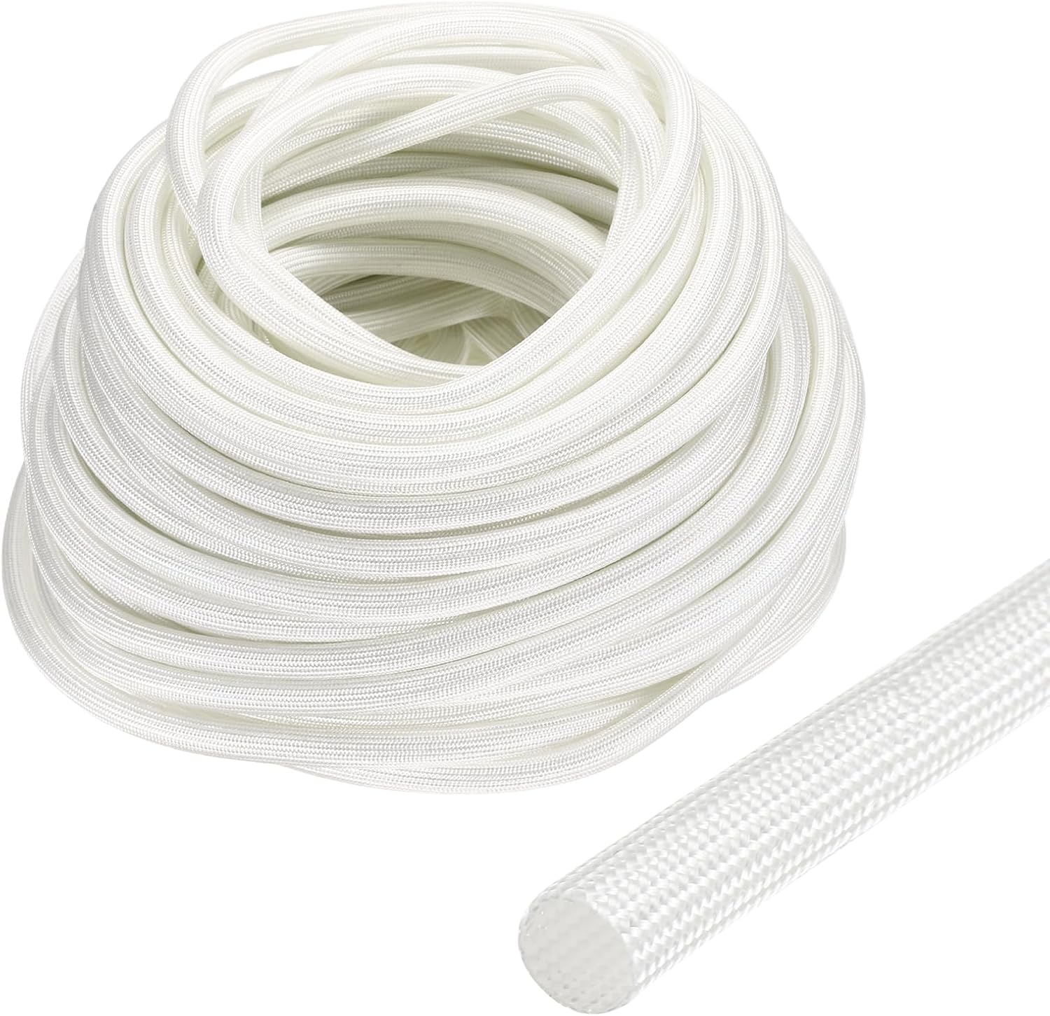 uxcell Insulation Cable Protector,6mm/0.24 Inch-30m/98 Feet High Temp Fiberglass Sleeve White
