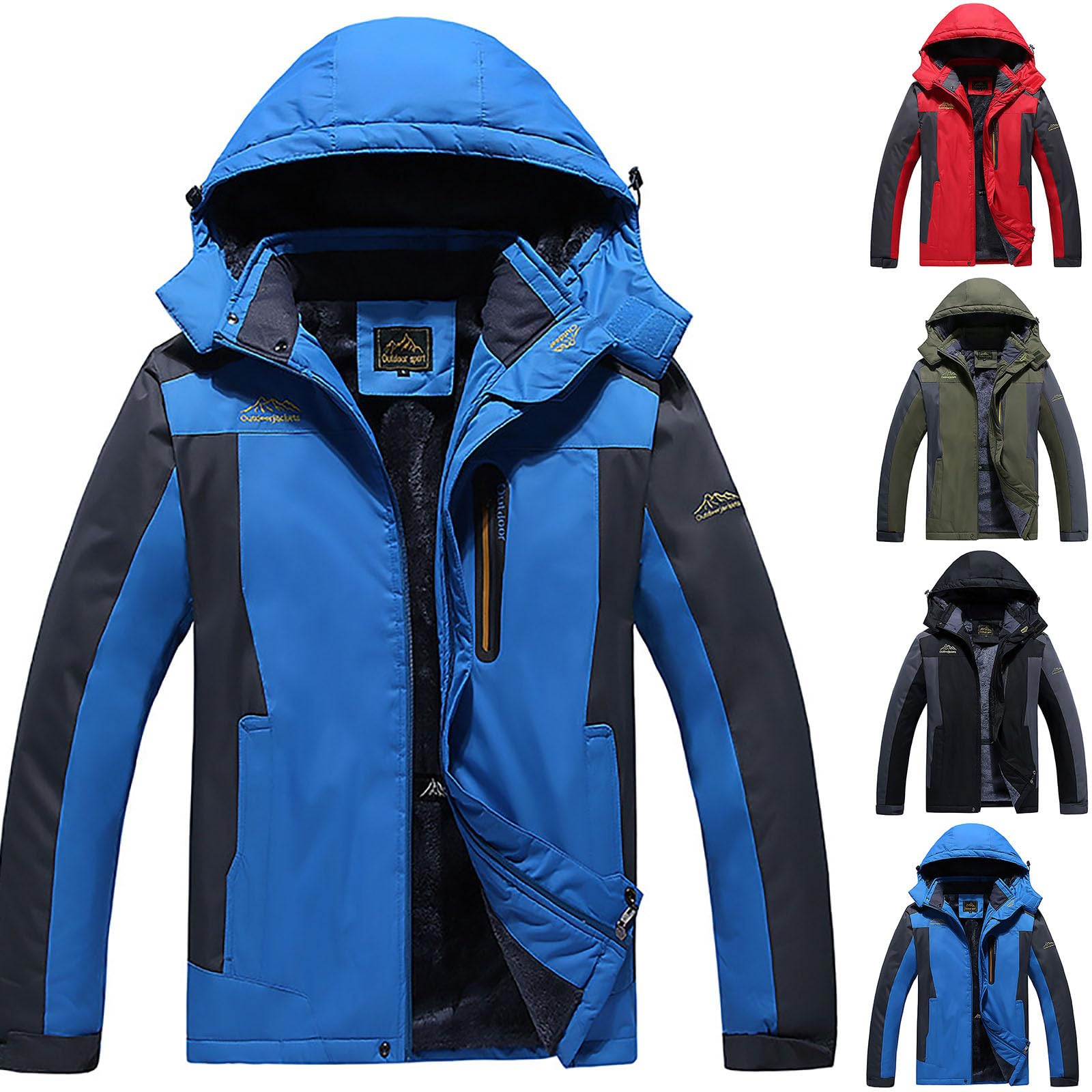 Generisch Winterjacke Herren Wasserdicht Warm Gefüttert Skijacke Winter Outdoorjacke Winddicht Atmungsaktiv Funktionsjacke mit Abtrennbarer Kapuze Snowboardjacke Wanderjacke Softshelljacke
