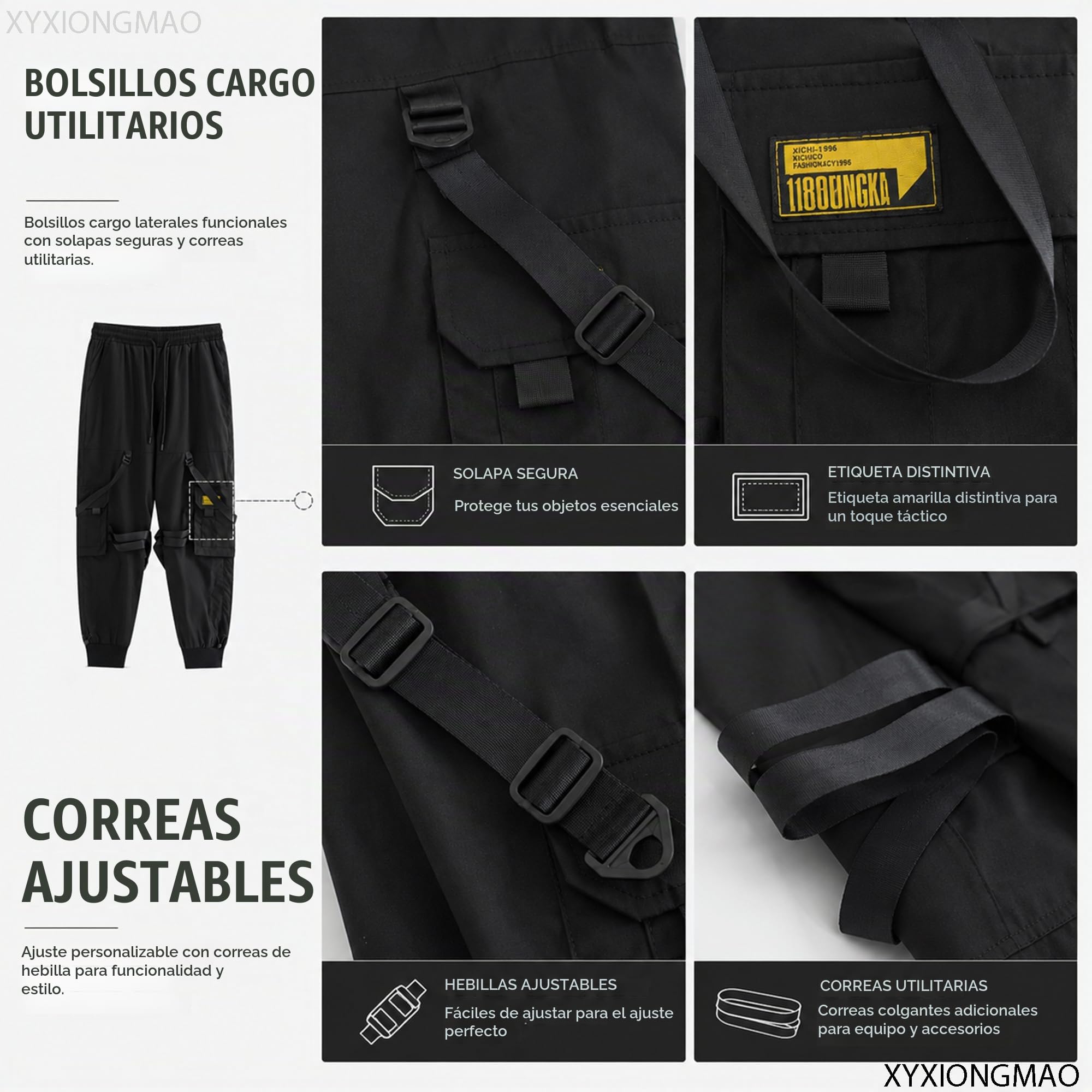 XYXIONGMAO Cyberpunk Techwear - Pantalones cargo para hombre, holgados, ropa de calle, pantalones japoneses para hombre, pantalones casuales de moda para hombre