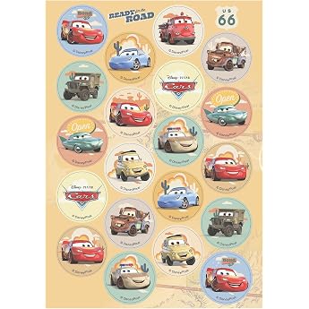 Dekora Cars Lightning McQueen Mini Wafer Paper Edible Cupcake Muffins Cookies Decorations Round 3.4cm