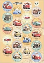 Dekora, Ostia Cars Mini Discs Edible Lightning McQueen Cupcake Muffins & Biscuits Round Official Disney Pixar Design 3.5CM