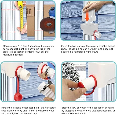 Miniatura 4 de Kit desviador de barril de lluvia, sistema de recolección de agua de lluvia, desviador de recolección de agua de lluvia de bajante, sistema de