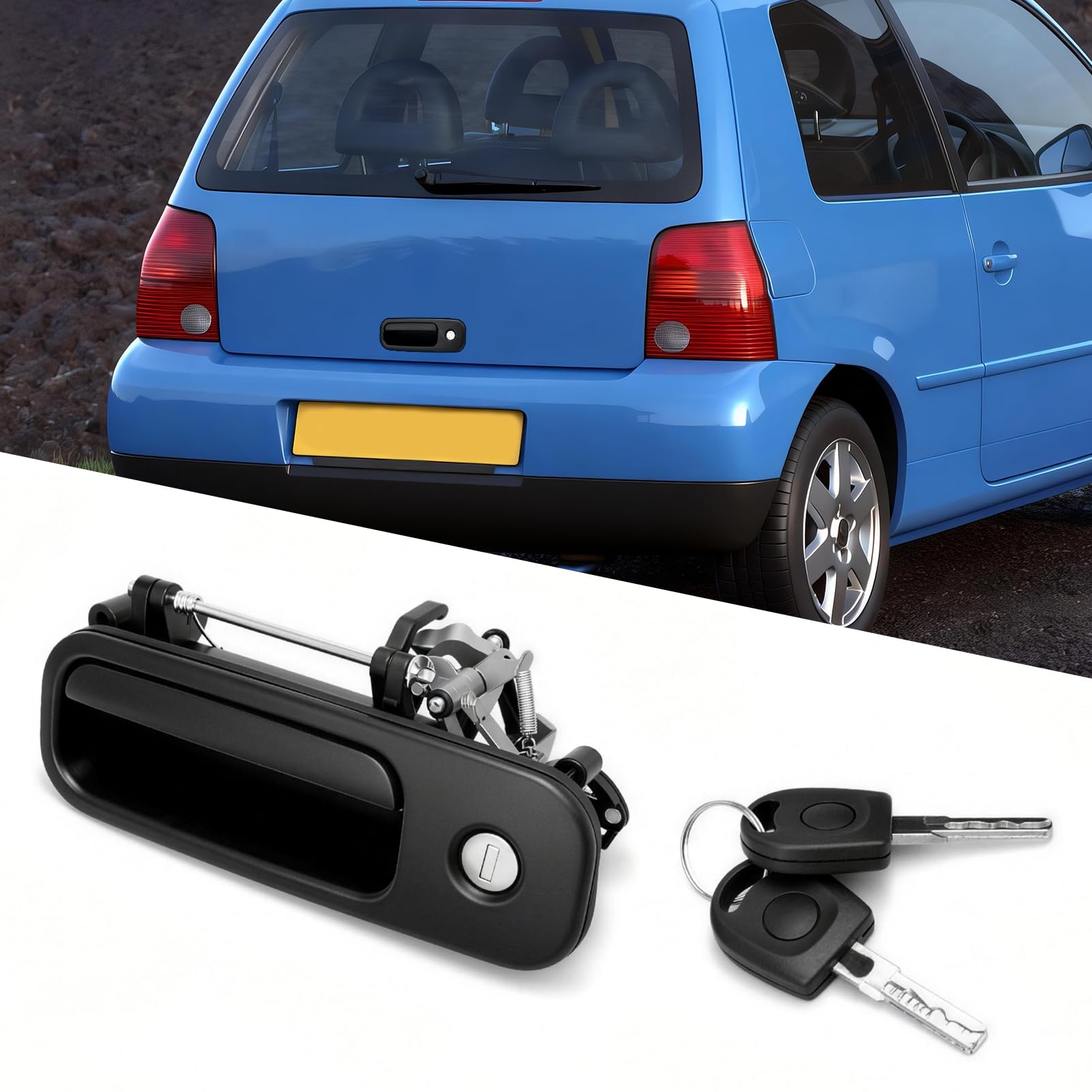 TTCR-II Compatibile con Maniglia per Portellone Posteriore con Serratura VW Golf 3 1H/Golf 4 1J5/Polo 6N2/Lupo 6X1/Caddy 3/Sharan/Transporter T5 Maniglia di Blocco del Portellone-1J6827565B 1J6827565A
