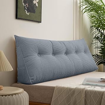 Reading Pillows in Bed Headboard Pillow Large, Wedge Headboard Twin XL, Wedge Headboard Backrest Pillows for Sitting Up Rest Triangle Bolster Cushion Daybed for Dorm Blue, 40.7x15.7 inch