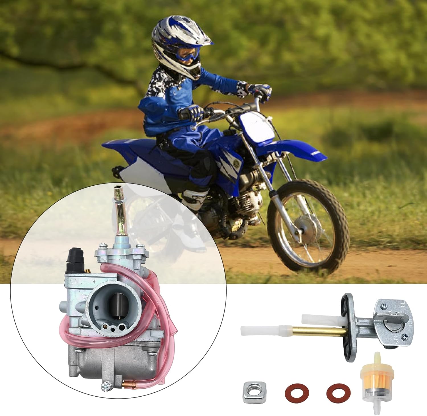 Anxingo TTR90 Carburetor Replacement for Yamaha TTR90 2000-2003 TTR90E 2003-2006 with Fuel Valve, Replaces 5HN-14101-00-00 5HN-14101-10-00