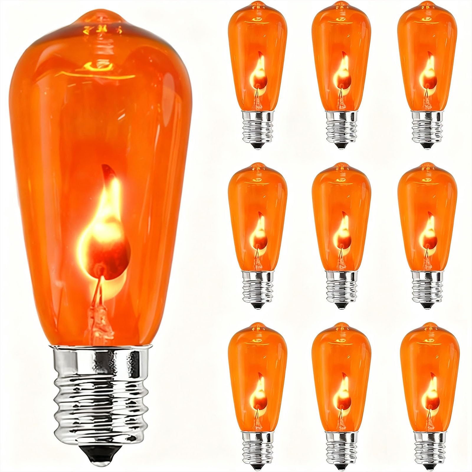 Oviejo Flicker Flame Light Bulbs, Halloween ST40 Orange Flickering