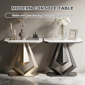 Console Tables for Entryway, Sturdy Narrow Sofa Table Contemporary Accent for Living Room Hallway Foyer Bedroom Entryway(Gold,100cm/39in)