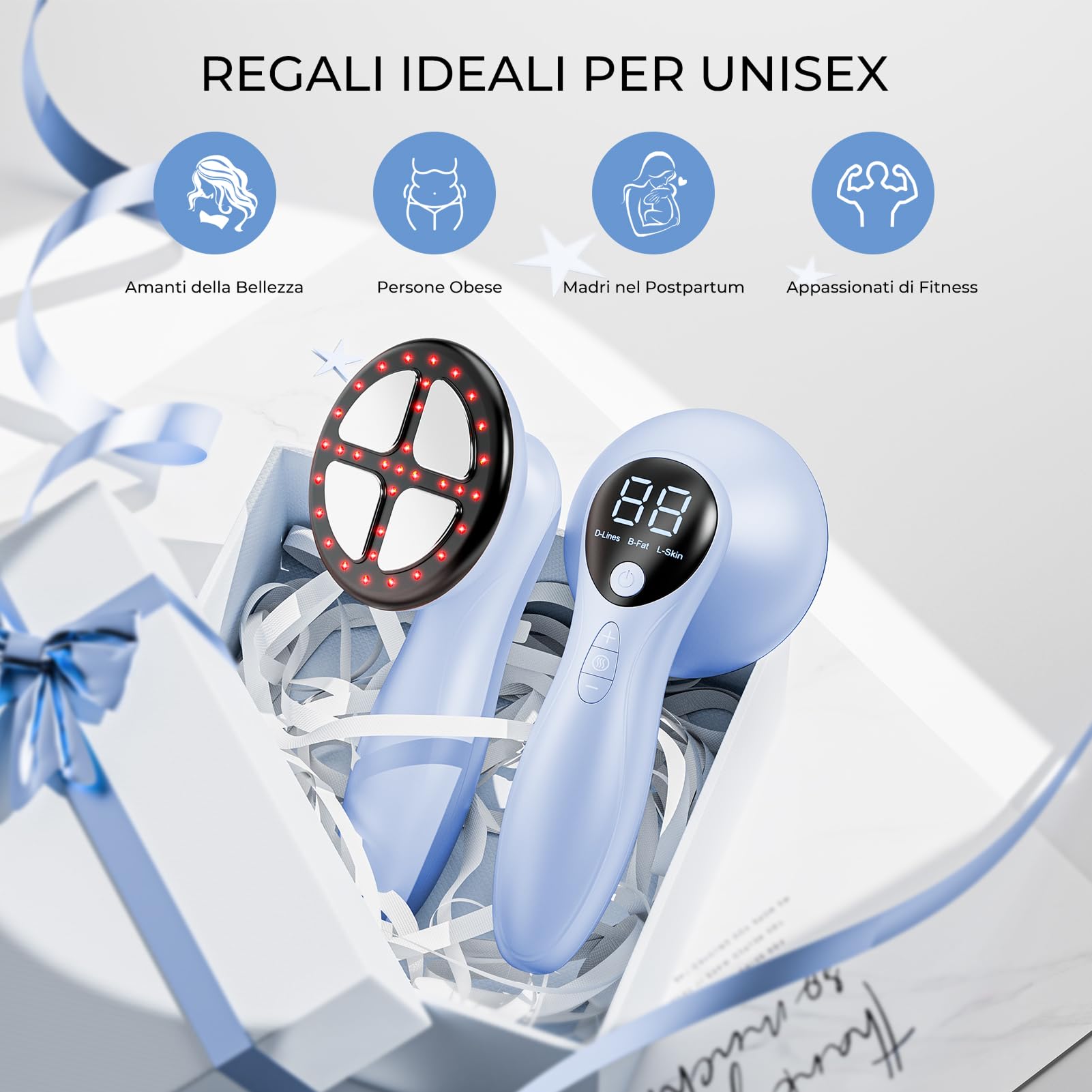 Massaggiatore Anticellulite Professionale, Efficacia Clinicamente Testata, Massaggiatore Anticellulite Elettrico Senza Fili per Pancia, Vita, Braccia, Gambe, Glutei (Blu)
