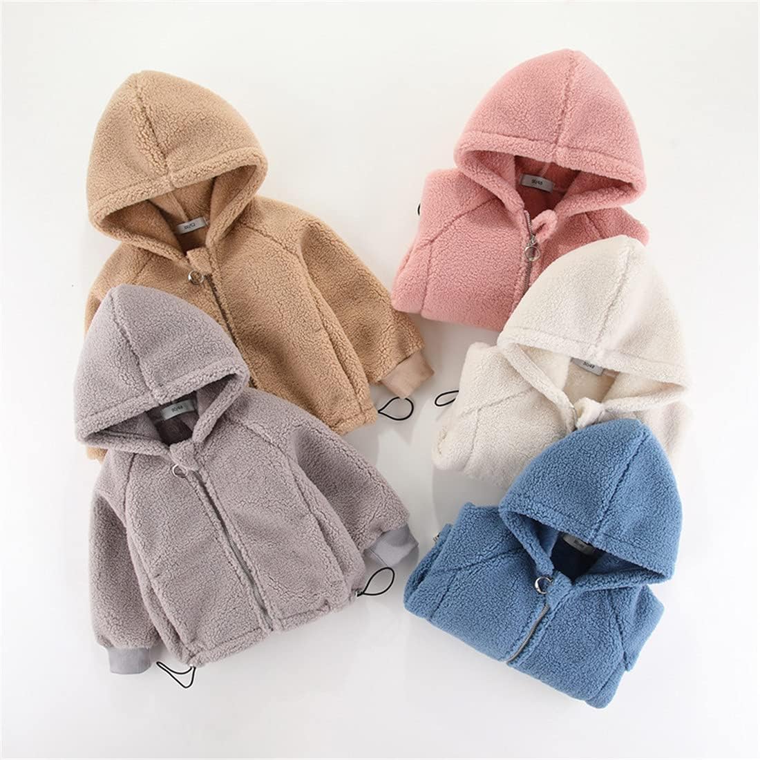 Baby Boys Girls Spring Autumn Polar Fleece Cartoon Zipper Hoodie Flannel Thick Warm Outerwear Jacket Coat